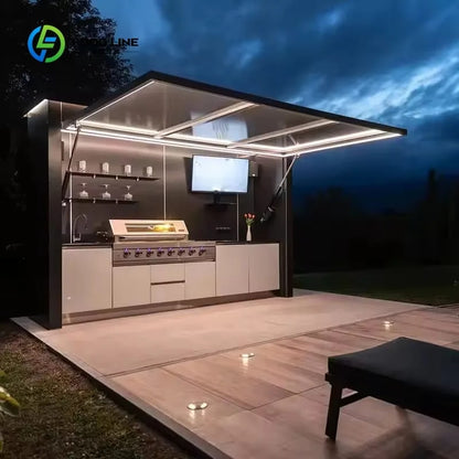 Outdoor Kitchen Station Steel Outdoor Cabinet with PVC Membrane Door Panels
