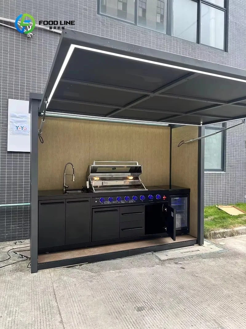 Outdoor Kitchen Station Steel Outdoor Cabinet with PVC Membrane Door Panels