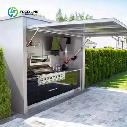 Outdoor Kitchen Station Steel Outdoor Cabinet with PVC Membrane Door Panels