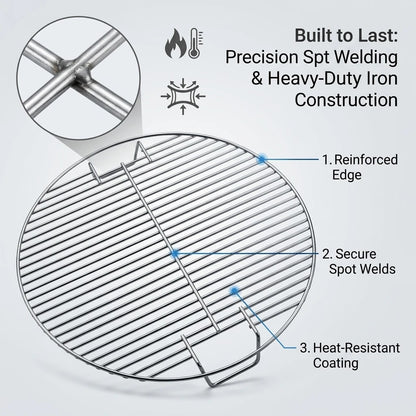 Round BBQ Grill Grate 45.5cm Iron Mesh Rack, Non-Stick