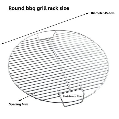 Round BBQ Grill Grate 45.5cm Iron Mesh Rack, Non-Stick