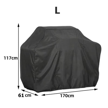 BBQ Grill Cover, Black 100% Polyester Outdoor Barbecue Cover, 8 Sizes - 61x117x170cm