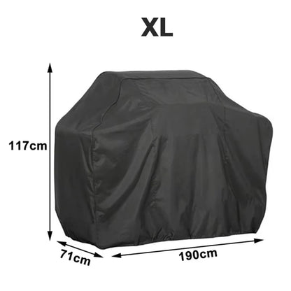 BBQ Grill Cover, Black 100% Polyester Outdoor Barbecue Cover, 8 Sizes - 71x117x190cm