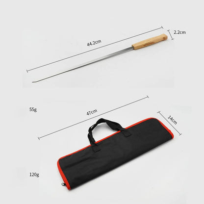 8-Piece Metal BBQ Skewer Set with Wooden Handles and Storage Pouch, 44.2cm