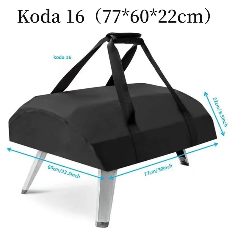 Pizza Oven Cover, 210D Waterproof UV-Resistant Black Cover for Ooni Koda 12 or 16 - 210D 77x60x22cm