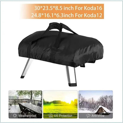 Pizza Oven Cover, 210D Waterproof UV-Resistant Black Cover for Ooni Koda 12 or 16