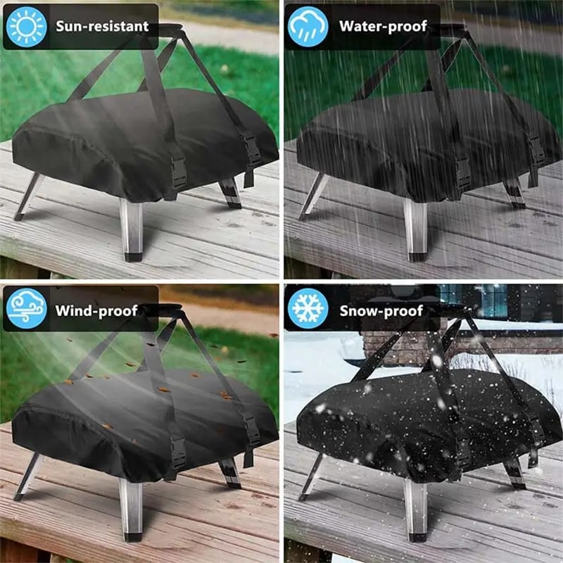 Pizza Oven Cover, 210D Waterproof UV-Resistant Black Cover for Ooni Koda 12 or 16