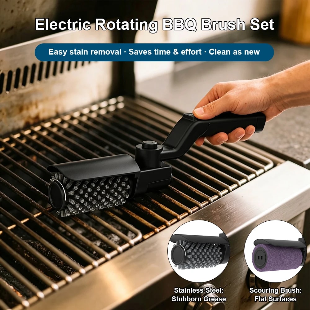 Electric BBQ Cleaning Brush, 4000mAh USB Rechargeable, 3-Speed Black Grill Cleaner