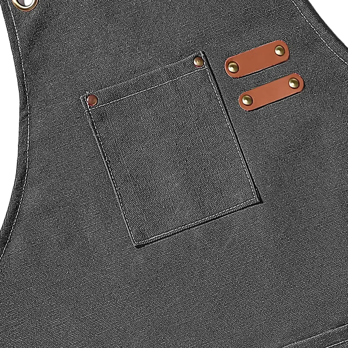 Cotton Canvas BBQ and Kitchen Apron with Cross-Back Straps and Pockets, One Size