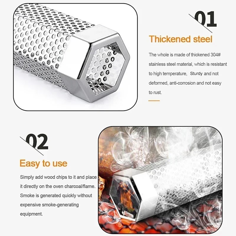 304 Stainless Steel Pellet Smoker Tube for Cold or Hot Smoking, 6 or 12 Inch