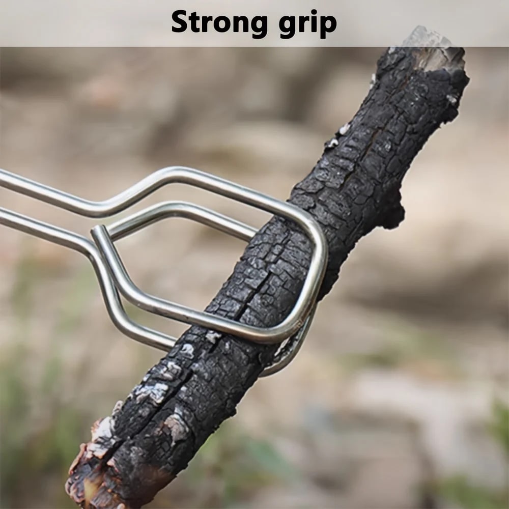 BBQ Charcoal Tongs Stainless Steel 37cm Long-Handle Fire Pit Tool