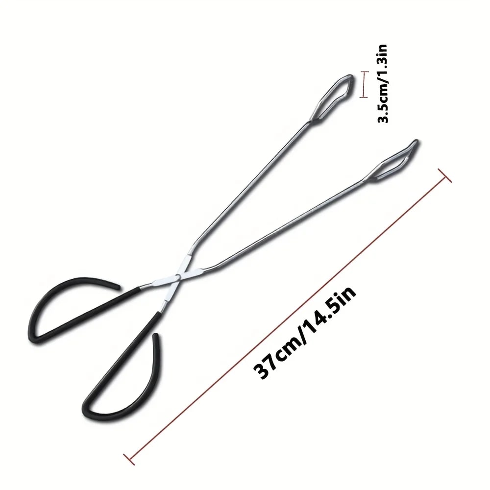 BBQ Charcoal Tongs Stainless Steel 37cm Long-Handle Fire Pit Tool