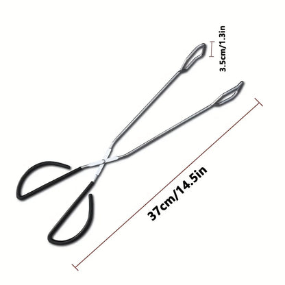 BBQ Charcoal Tongs Stainless Steel 37cm Long-Handle Fire Pit Tool