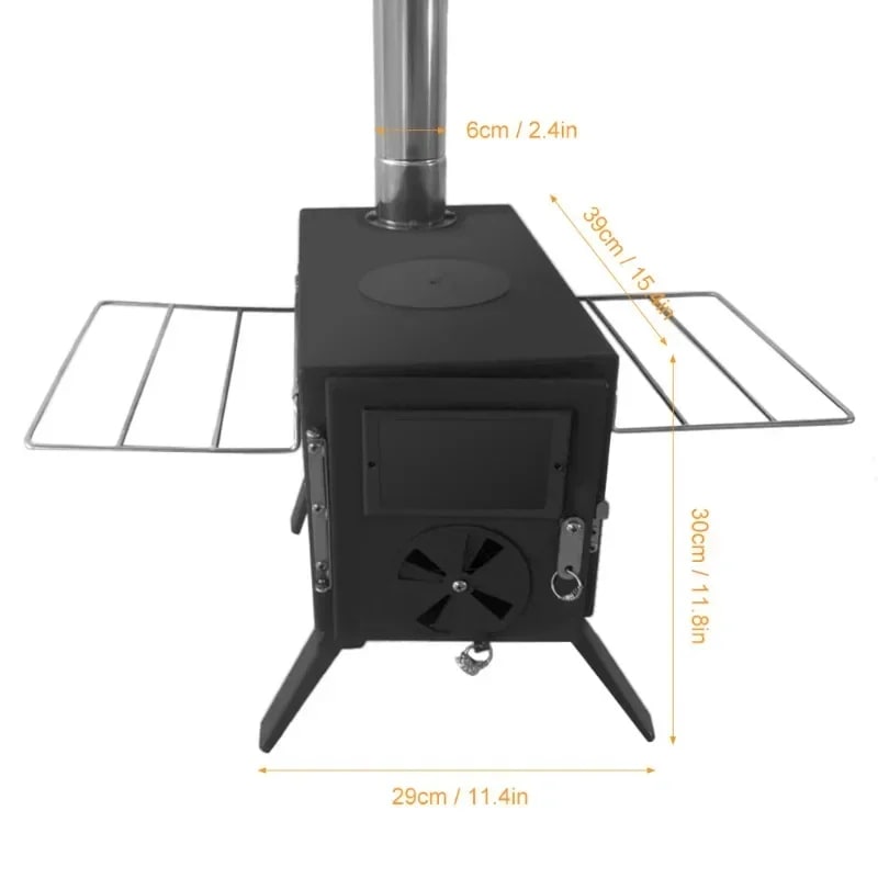 Portable Wood-Burning Camping Stove with 304 Stainless Steel Chimney