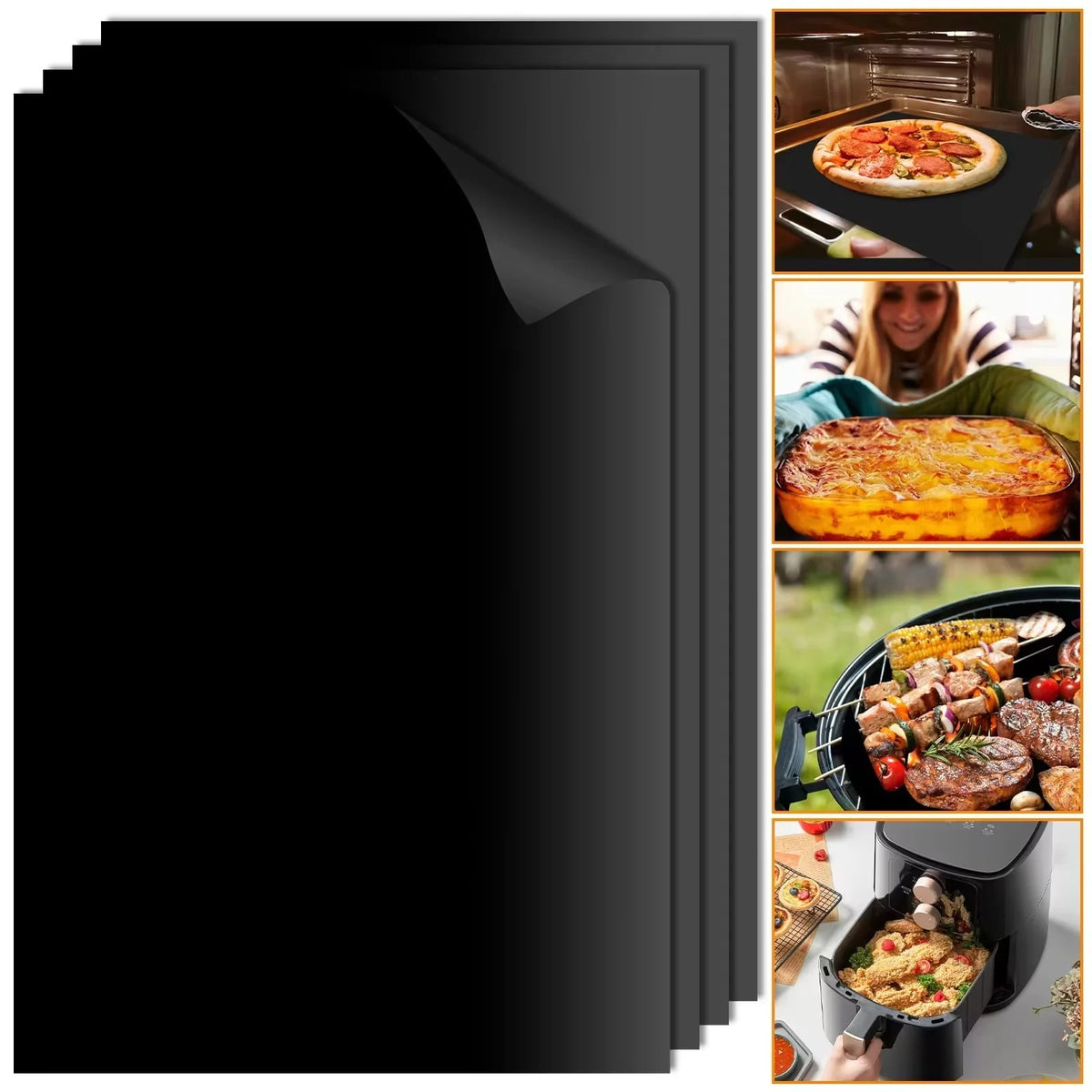 Reusable Oven and BBQ Grill Liner Mat, Cut-to-Size, 33 x 40cm or 40 x 50cm