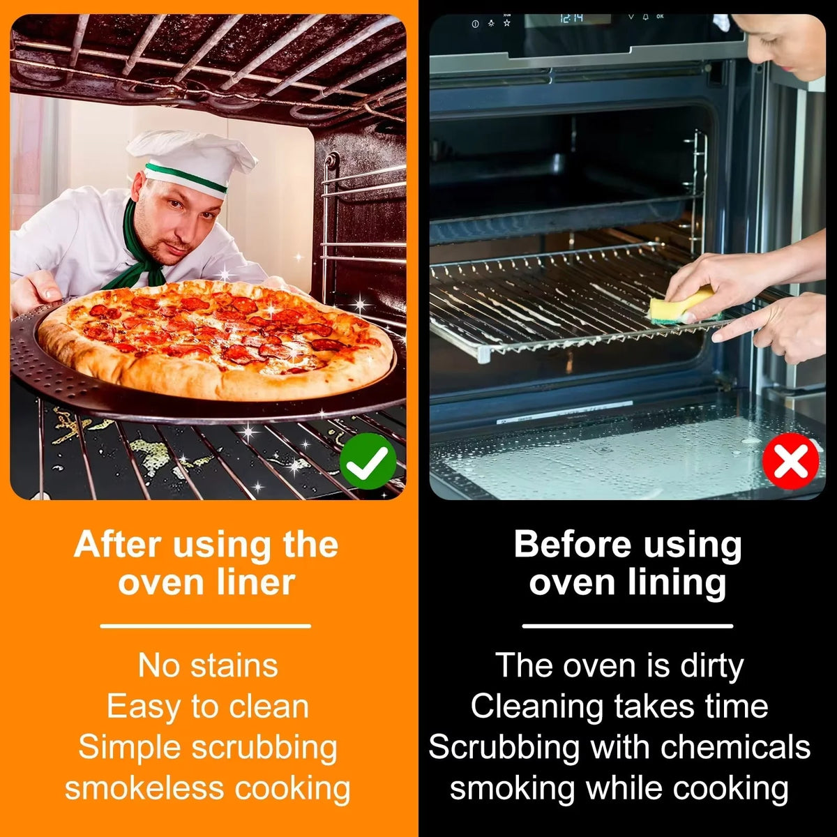 Reusable Oven and BBQ Grill Liner Mat, Cut-to-Size, 33 x 40cm or 40 x 50cm