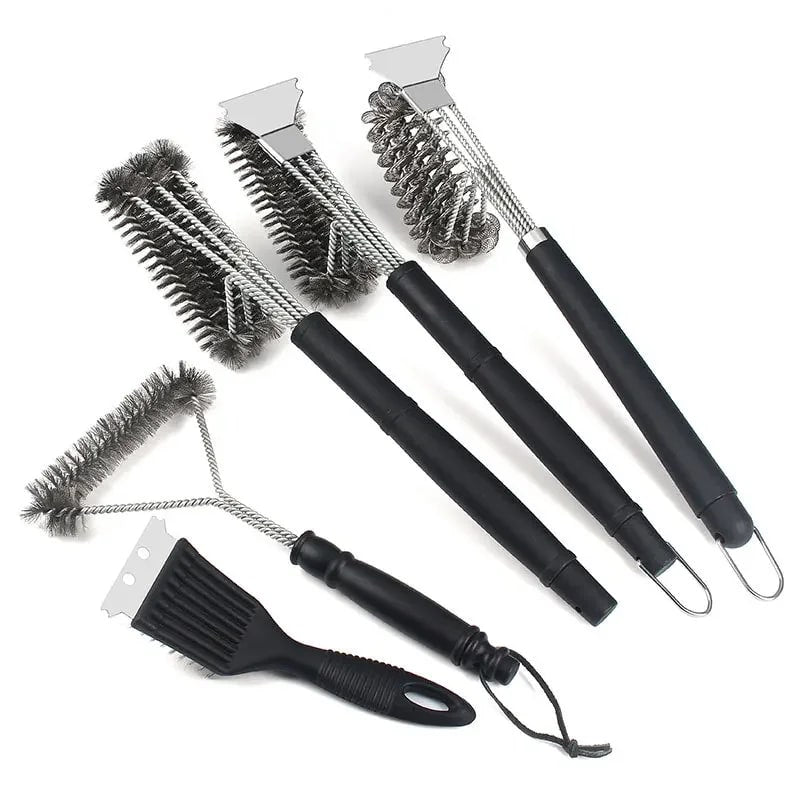 18-Inch Stainless Steel 3-in-1 BBQ Grill Brush with Scraper
