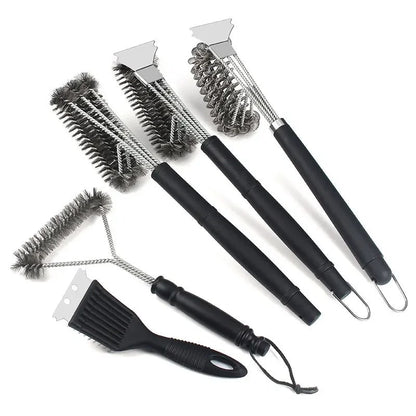 18-Inch Stainless Steel 3-in-1 BBQ Grill Brush with Scraper