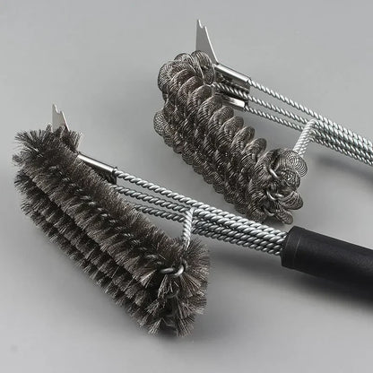18-Inch Stainless Steel 3-in-1 BBQ Grill Brush with Scraper
