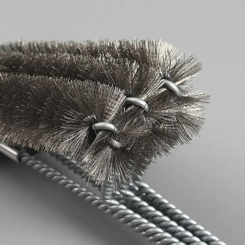 18-Inch Stainless Steel 3-in-1 BBQ Grill Brush with Scraper