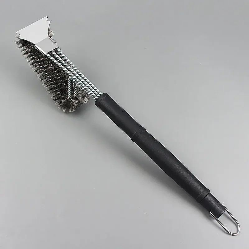 18-Inch Stainless Steel 3-in-1 BBQ Grill Brush with Scraper