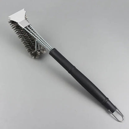 18-Inch Stainless Steel 3-in-1 BBQ Grill Brush with Scraper