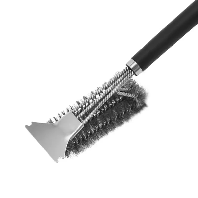 18-Inch Stainless Steel 3-in-1 BBQ Grill Brush with Scraper - 1