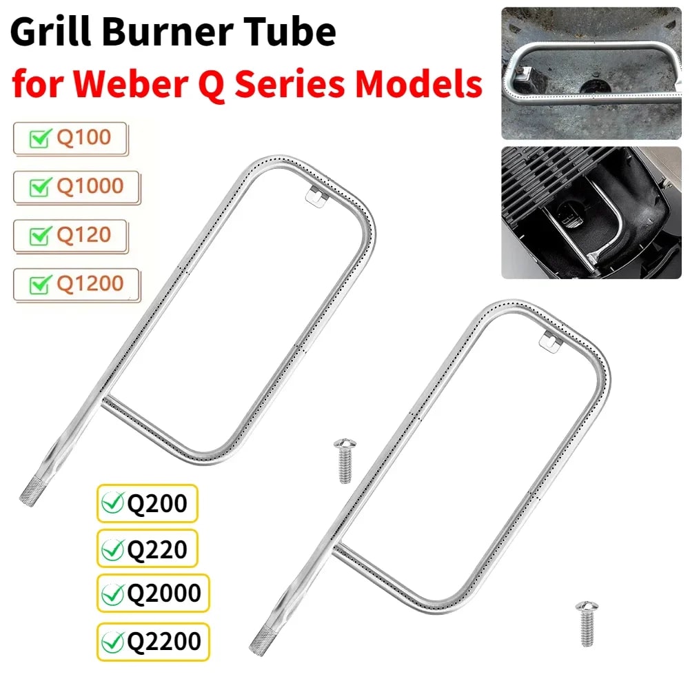Grill Burner Tube 304 Stainless Steel for Weber Q100 to Q2200 Models