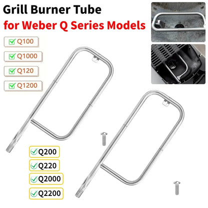 Grill Burner Tube 304 Stainless Steel for Weber Q100 to Q2200 Models