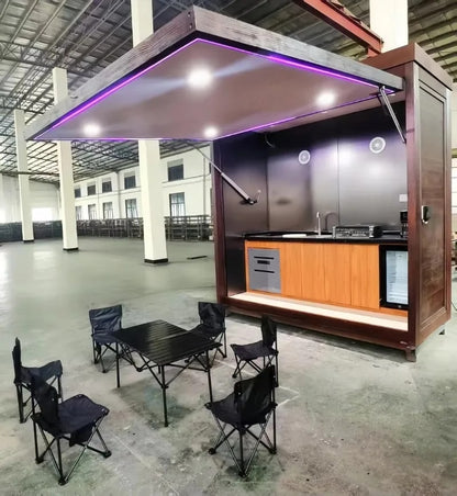 Customisable Outdoor Kitchen with Detachable Shed, Grill, Sink and Fridge
