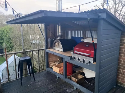 Customisable Outdoor Kitchen with Detachable Shed, Grill, Sink and Fridge
