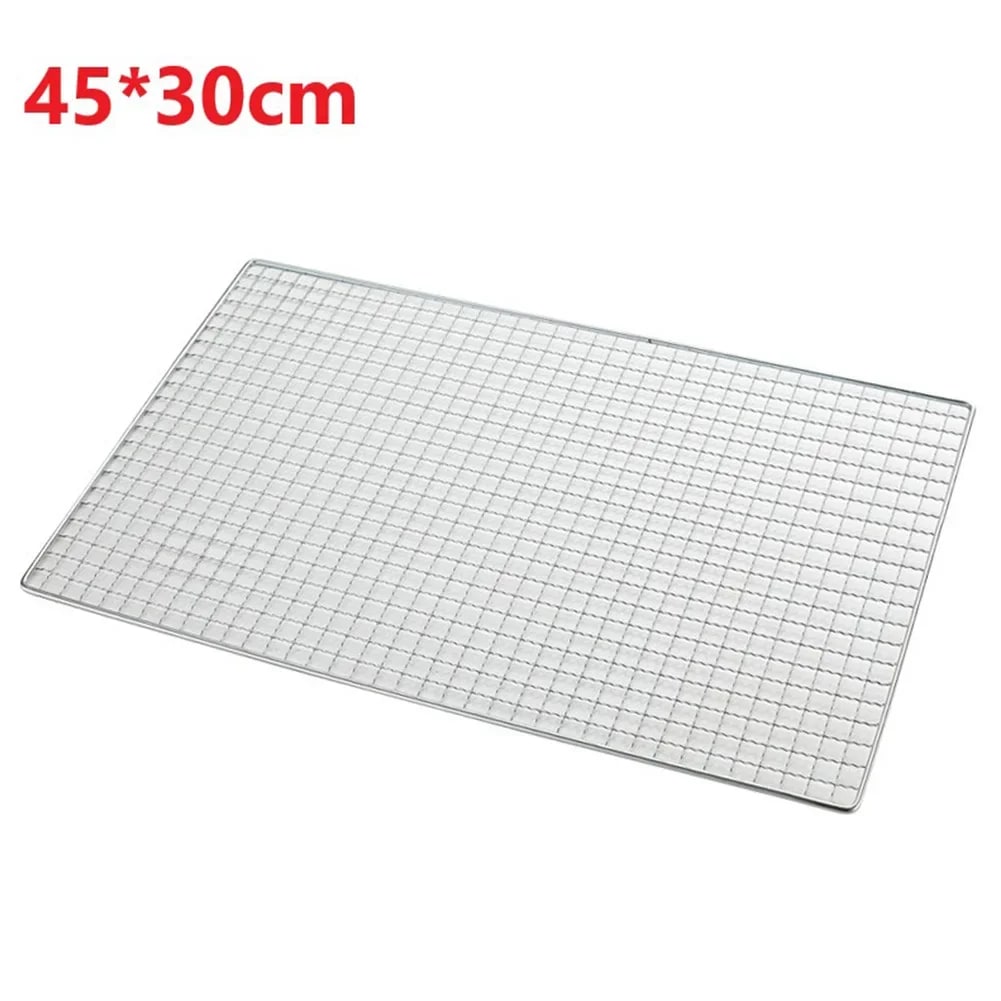 Stainless Steel BBQ Grill Mesh Net, Barbecue Cooking Grate, Multiple Sizes - 45x30cm