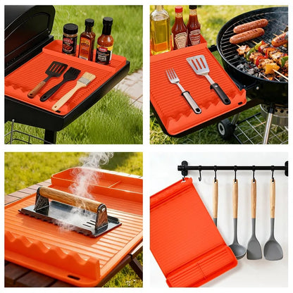 Silicone BBQ Grill Mat with Seasoning Area, 40.5 x 29.2cm