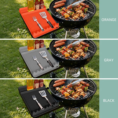 Silicone BBQ Grill Mat with Seasoning Area, 40.5 x 29.2cm