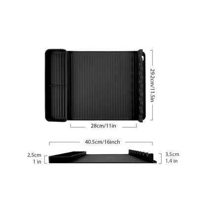 Silicone BBQ Grill Mat with Seasoning Area, 40.5 x 29.2cm - black