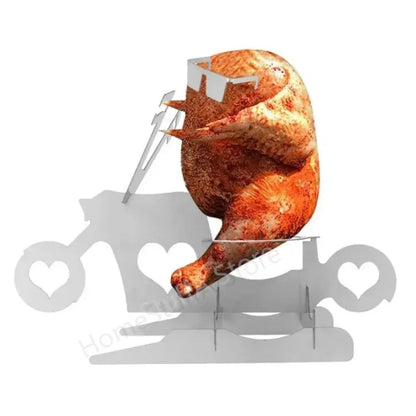 Stainless Steel Motorcycle-Shaped Roast Chicken Holder for BBQ Grills and Camping