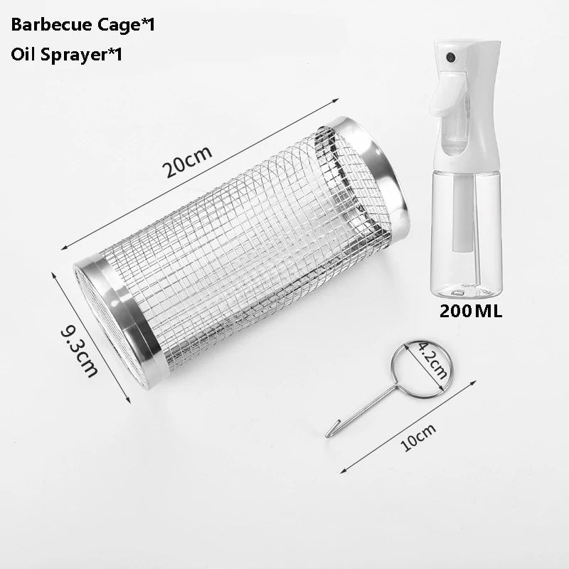Stainless Steel Rolling Grilling Basket Set for BBQ, Small or Large - small-2PCS