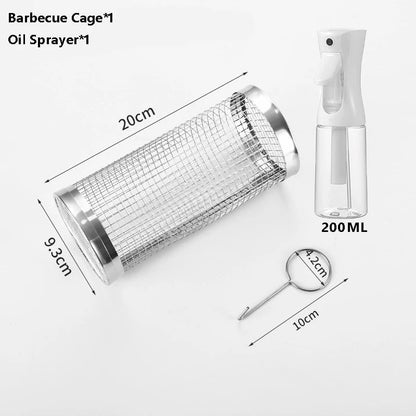 Stainless Steel Rolling Grilling Basket Set for BBQ, Small or Large - small-2PCS