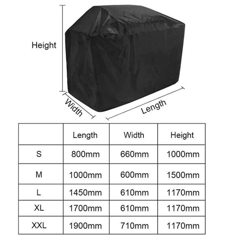 Black Waterproof BBQ Cover for Outdoor Barbecues, 5 Sizes, SKFJ001