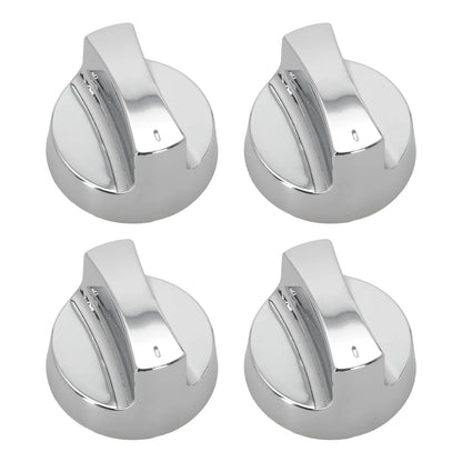 Silver Plastic Gas Grill Control Knobs, 58mm, 4 or 8 Piece Set - Without base