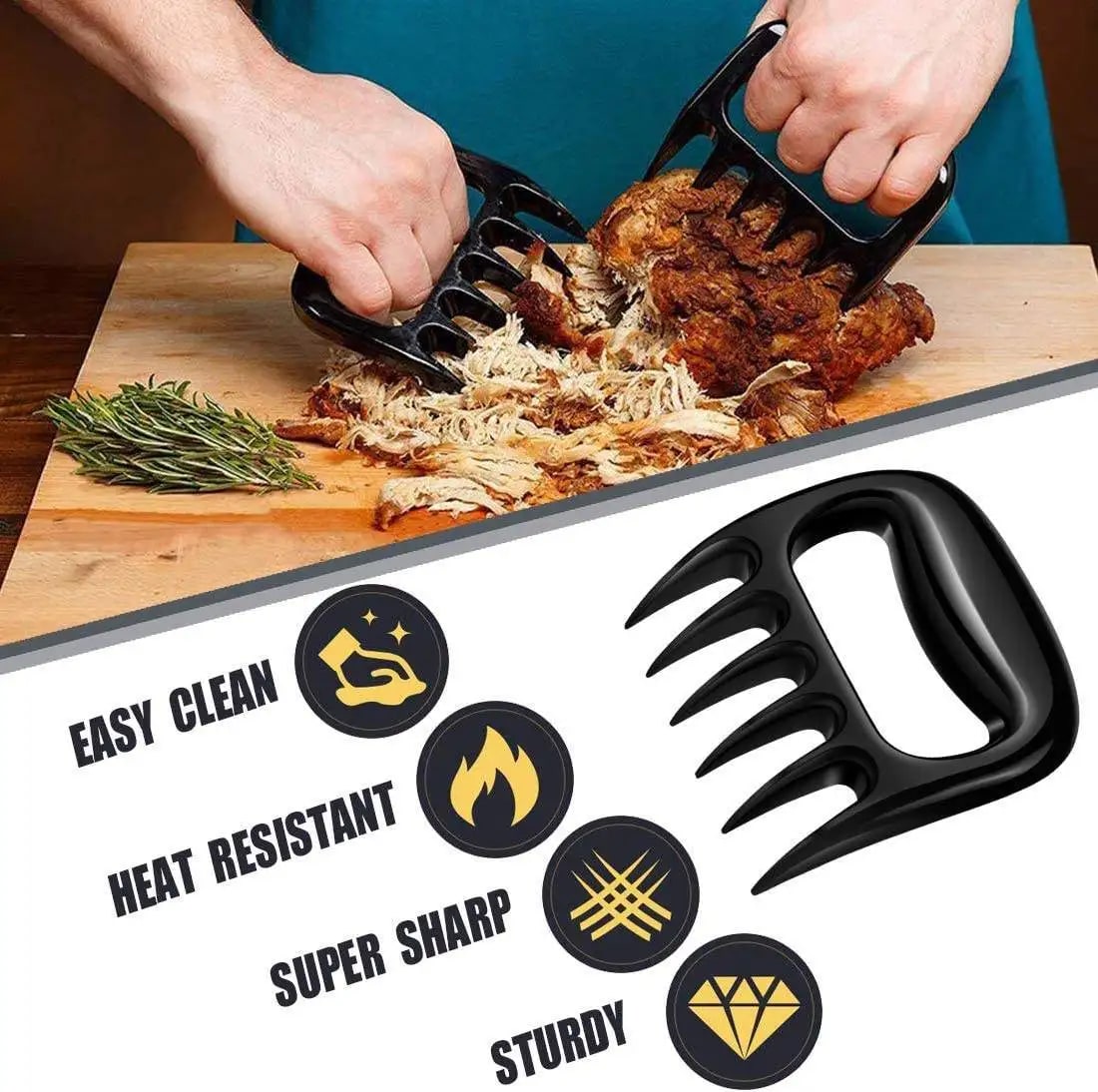 Plastic Bear Claw Meat Shredding Forks for Pulled Pork and Chicken, 10.5cm