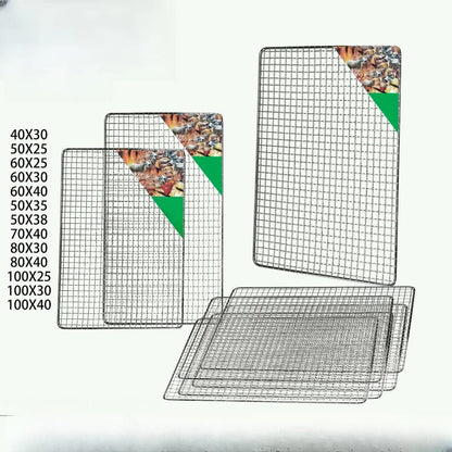 Galvanized Iron BBQ Grill Grid for Fish, Meat and Vegetables, 6 Sizes