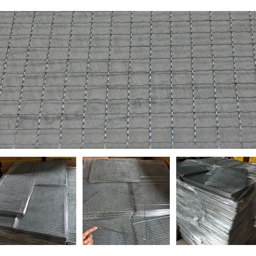 Galvanized Iron BBQ Grill Grid for Fish, Meat and Vegetables, 6 Sizes