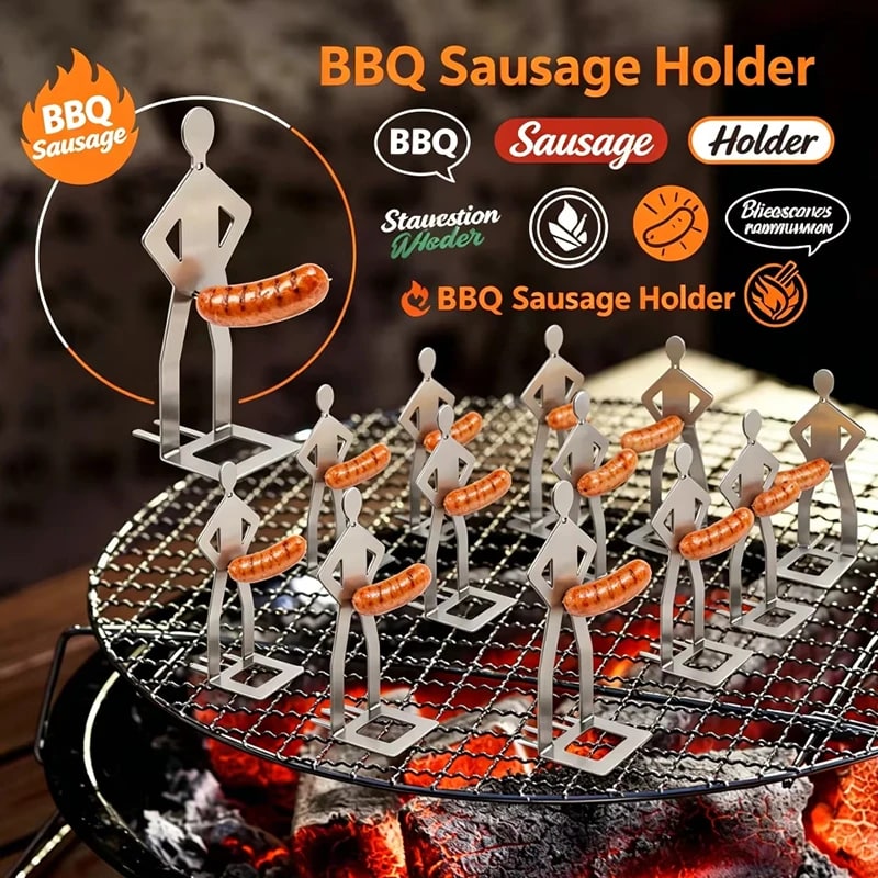 Metal BBQ Sausage Holder Rack, CZSAE, 2 Pack