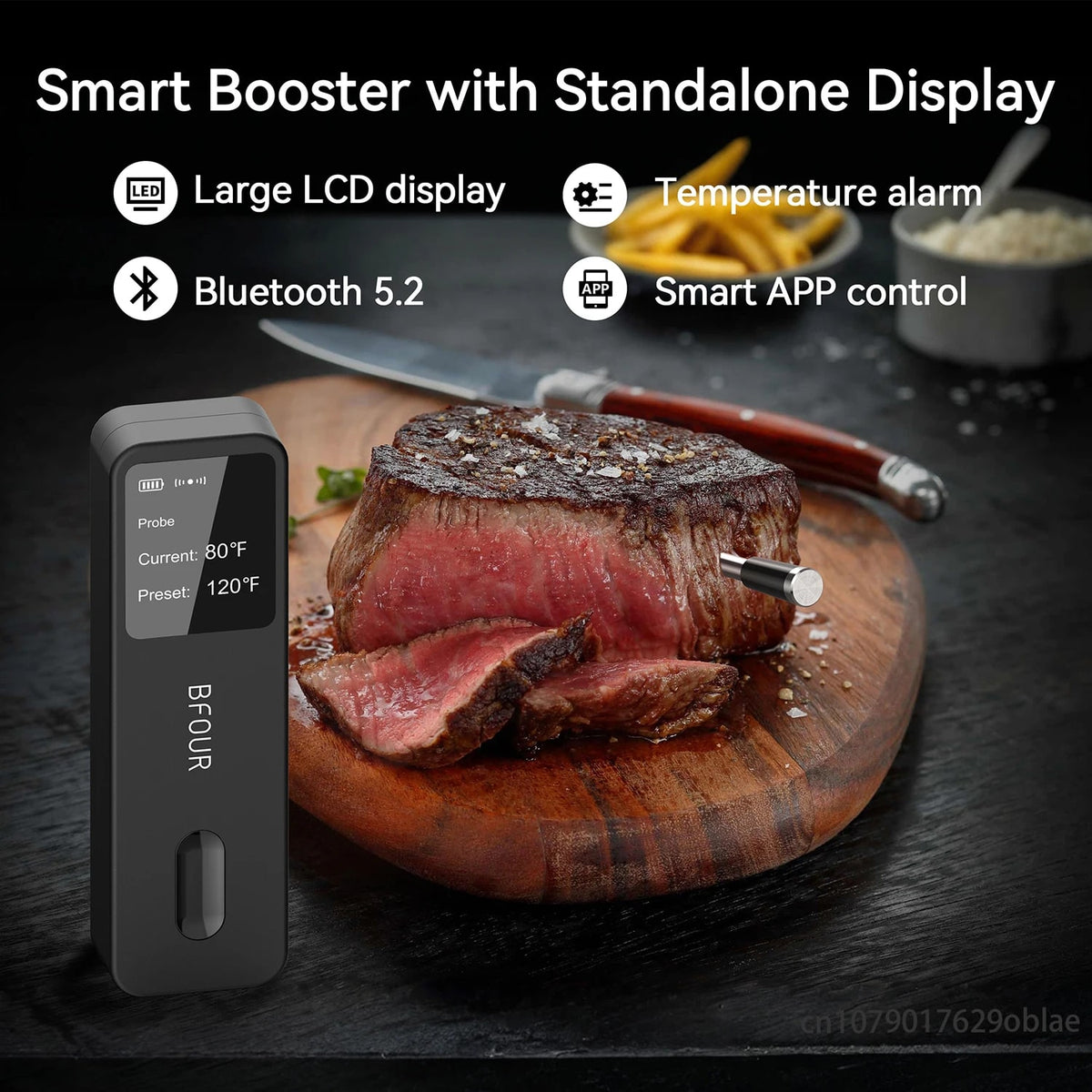 Wireless Bluetooth Meat Thermometer with LCD Booster, IP67 Waterproof Probes, BF-30/BF-40