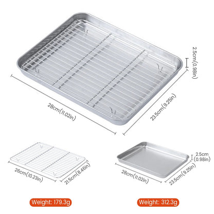 Stainless Steel Baking Tray with Wire Rack, Grill Pan and Roasting Rack Set - L 2nd floor