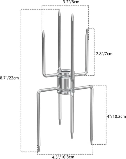 4-Prong Stainless Steel Rotisserie Fork, Double or Single Sided BBQ Skewer - 1pcs-Double Sided