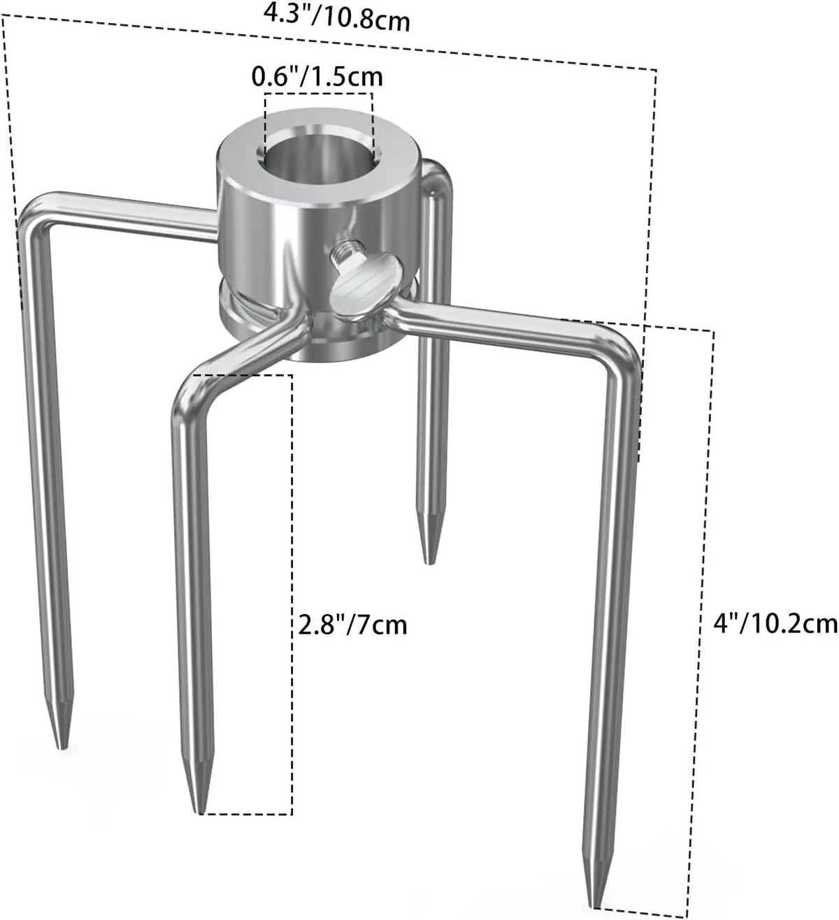 4-Prong Stainless Steel Rotisserie Fork, Double or Single Sided BBQ Skewer - 1pcs-Single Sided