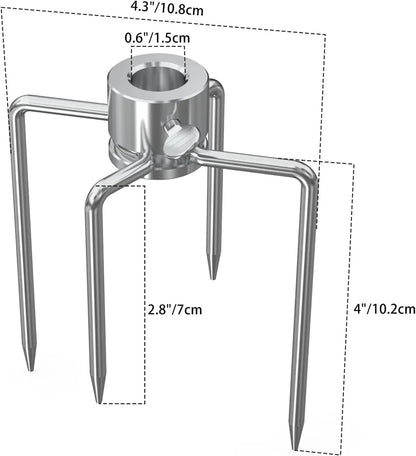 4-Prong Stainless Steel Rotisserie Fork, Double or Single Sided BBQ Skewer - 1pcs-Single Sided