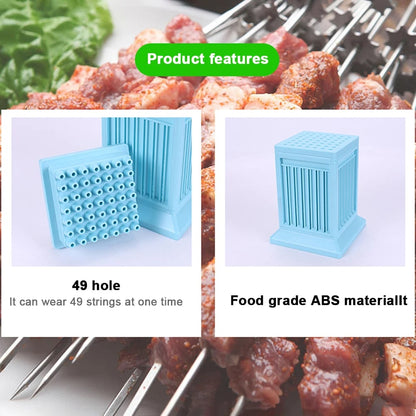49-Hole Plastic Kebab Skewer Maker Box, Blue NICEYARD 25825
